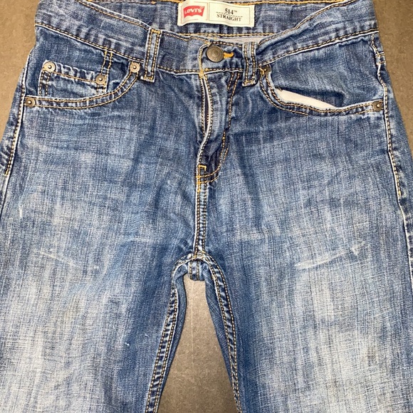 Levi’s 514 Straight Size 12 Slide Tab Button High Rise Washout Denim Jeans - Picture 13 of 16